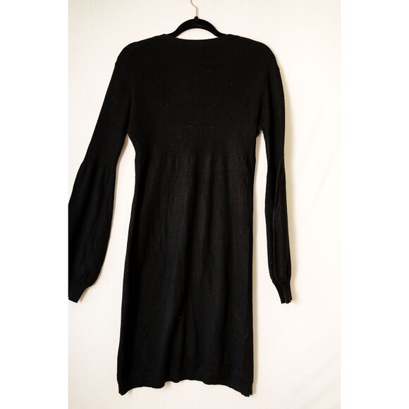 Kenneth Cole S Black knit sweater dress button up midi - Picture 3 of 7